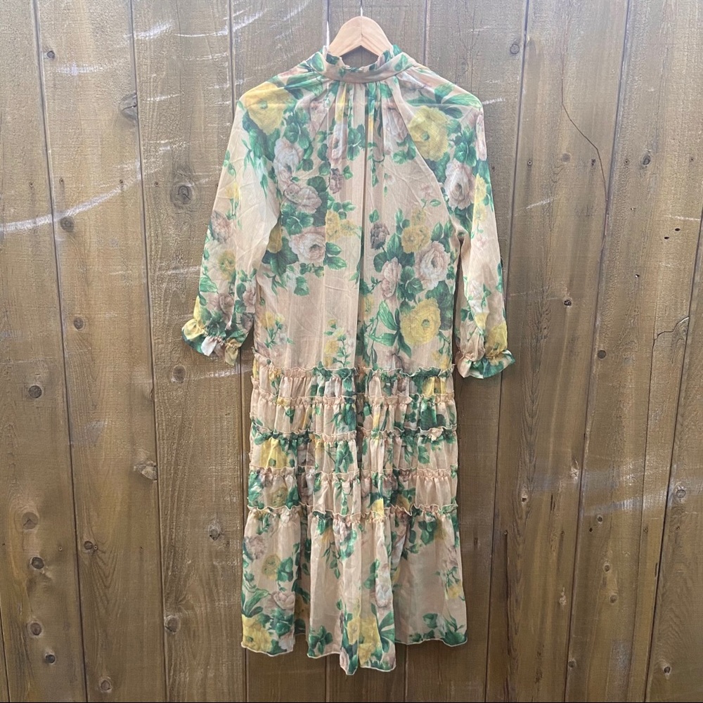 O.P.T Floral Print Tiered Midi Dress 🌿 XS - Picture 10 of 12